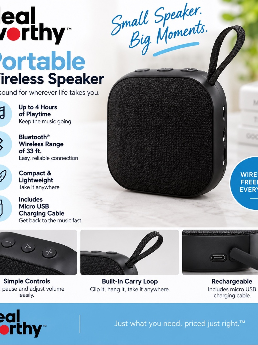 Portable Wireless Speaker by — Black